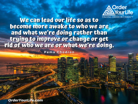 We can lead our life so as to become more awake to who we are and what we’re doing rather than trying to improve or change or get rid of who we are or what we’re doing. ~ Pema Chodron