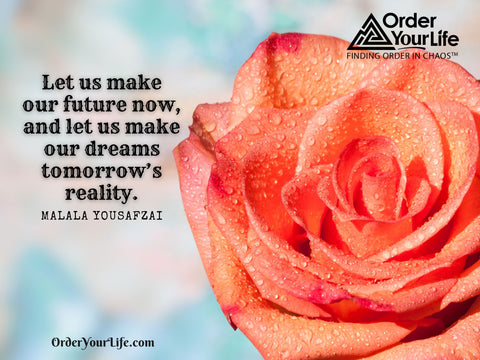 Let us make our future now, and let us make our dreams tomorrow’s reality. ~ Malala Yousafzai
