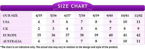 Women Shoes Size Chart