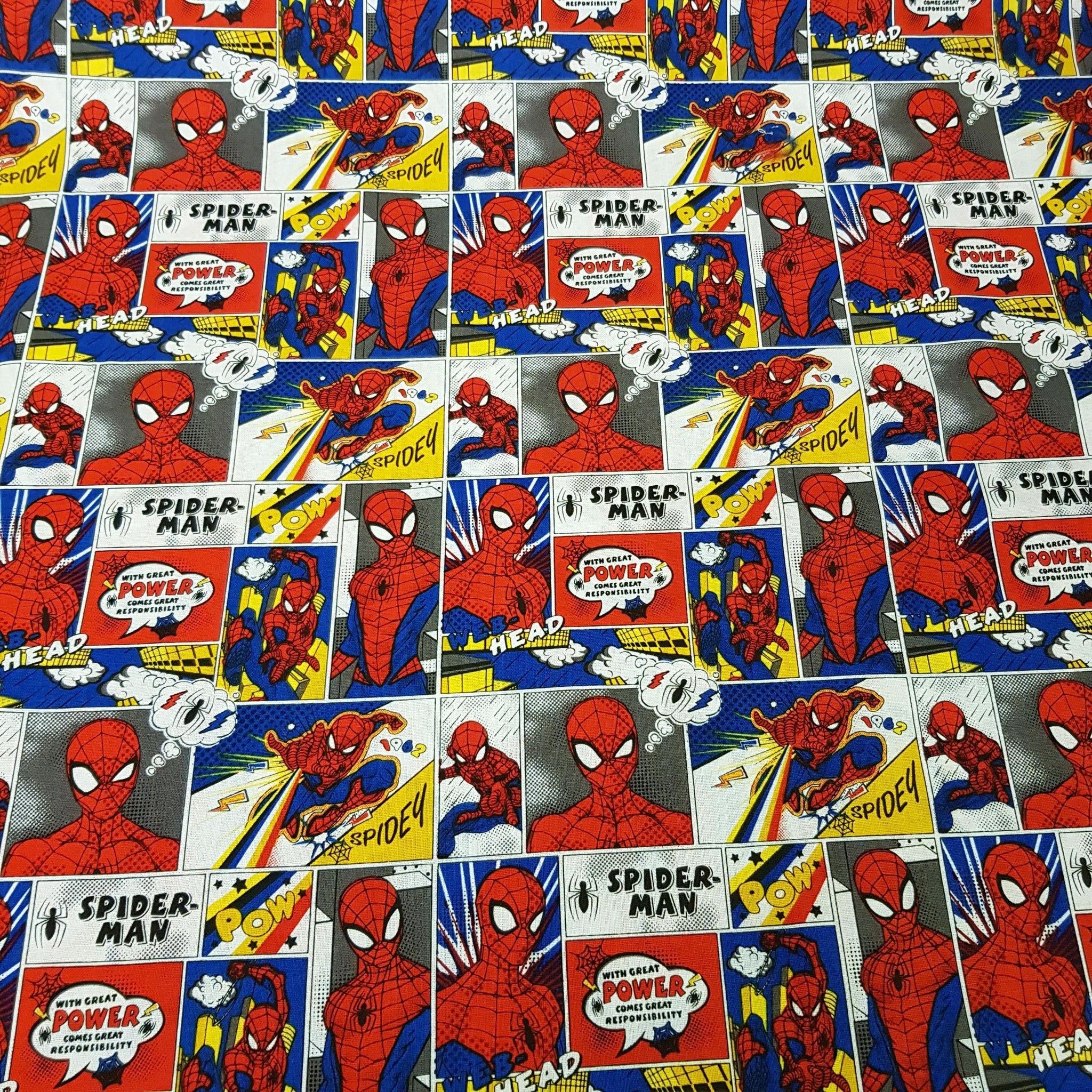 Spiderman Comic Strip Licensed 100% Cotton – Escape & Create