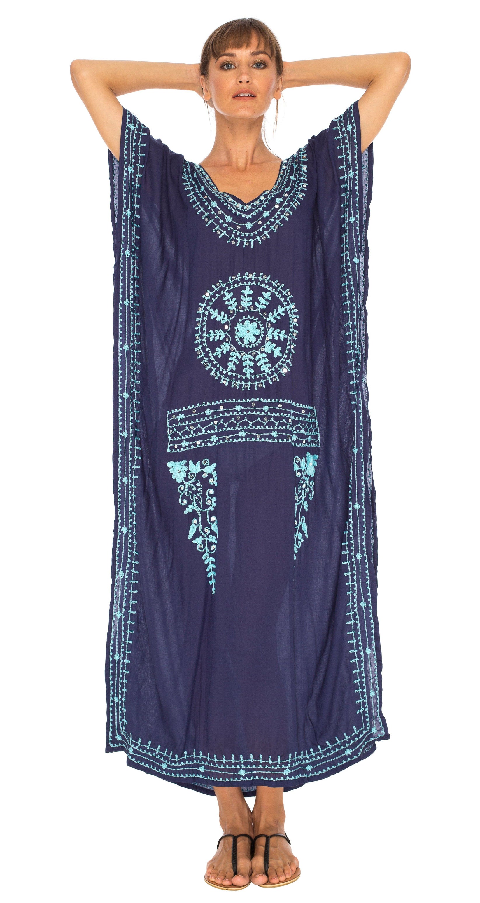Embroidered Maxi Caftan Dress Online | Love ShuShi