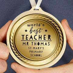 Personalised Best Teacher Wooden Medal