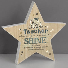 Personalised Star Teacher Wooden Star