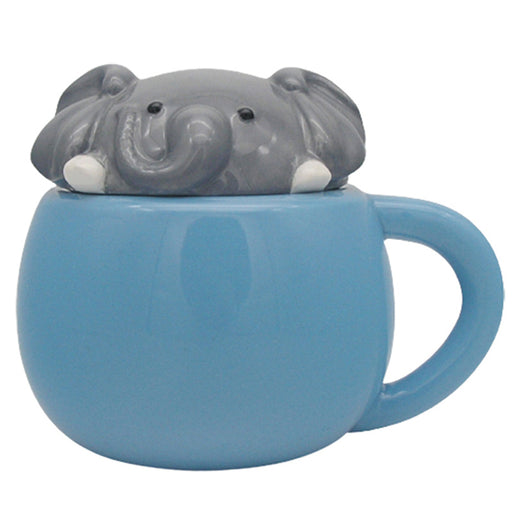 Adoramals Elephant Peeping Lid Ceramic Lidded Mug