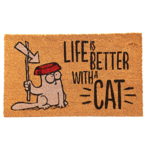Simon's Cat Coir Doormat - Life is Better With A Cat - Myhappymoments.co.uk