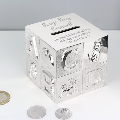 Personalised ABC Silver Money Box