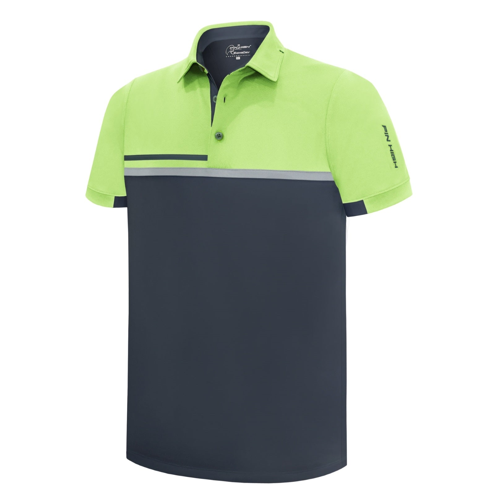 Men's Colourblock Polo Shirt in Dark Grey - Pin High - The Golf Outfit