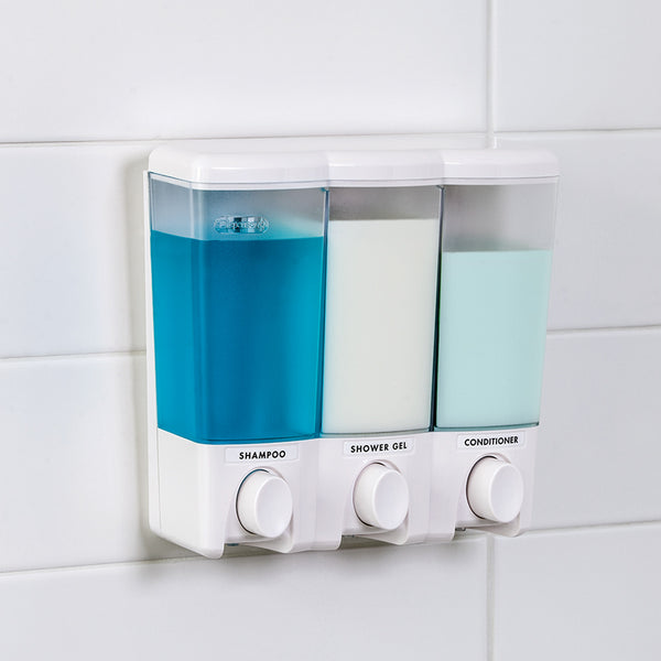 CLEAR CHOICE Shower Dispenser 3 Chamber Liquid Soap Dispenser Wall