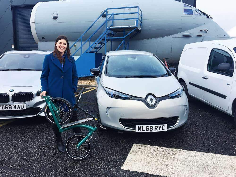 Renault Zoe electric car and swifty scooters kick scooter for adults