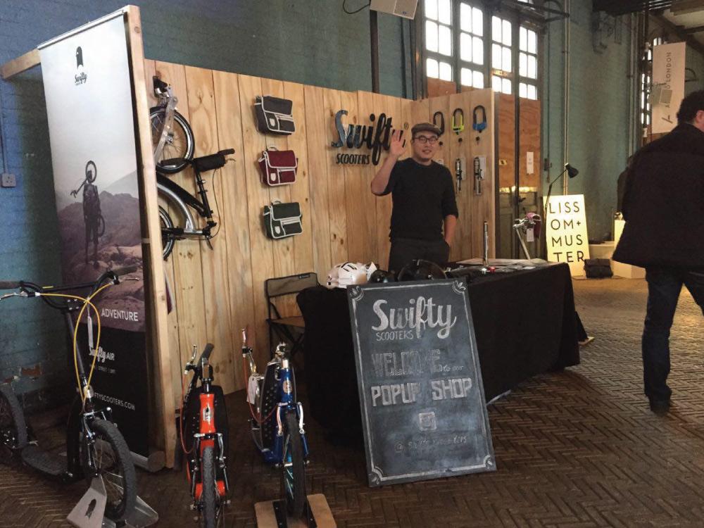 adult scooter uk, swifty scooters pop up shop, foldable scooter