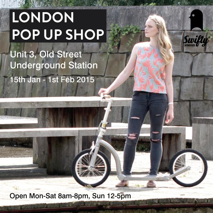 swifty scooters pop up shop london, kick scooters for adults