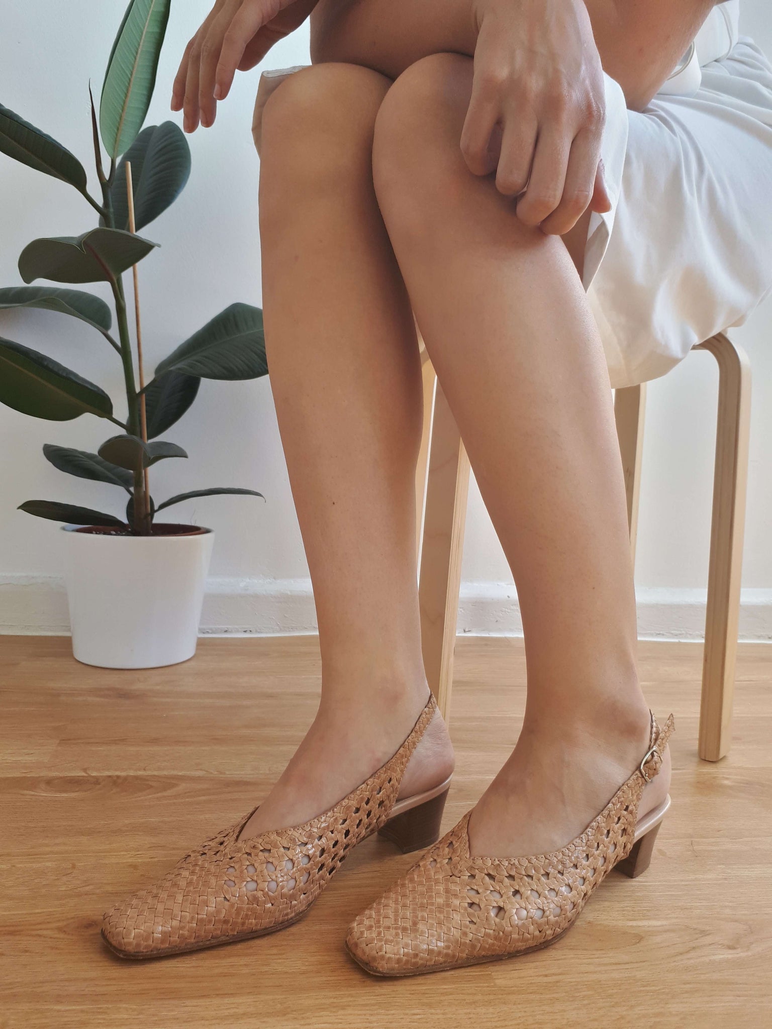 WOVEN SLINGBACK PUMPS | kitten heel 