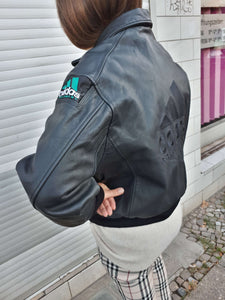 90s ADIDAS EQUIPMENT LEATHER JACKET | M – Past out