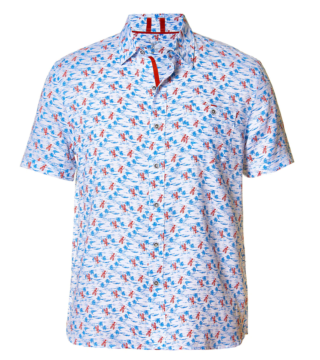 Nicoby Lobster Crawl Peached Finished Print Button Down Shirt Style ...