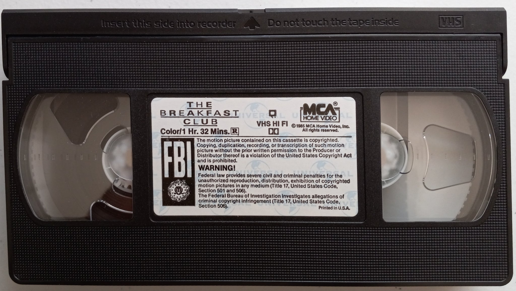 THE BREAKFAST CLUB - VHS: MCA Universal Home Entertainment, 1990 ...