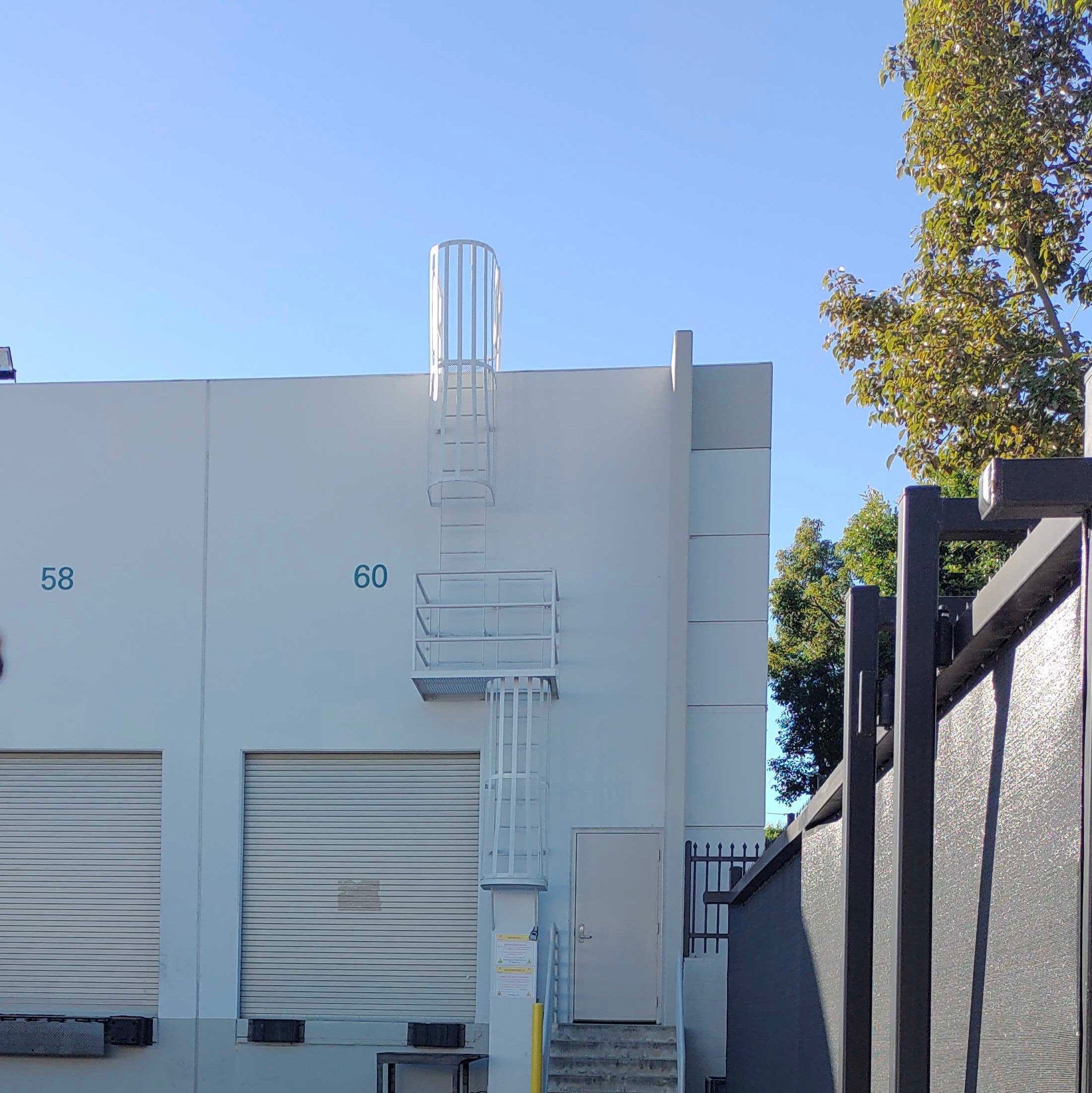 Outside building of the warehouse with blue skies