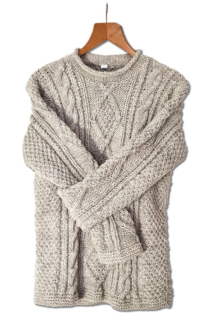 Pure wool jumper - cable - Grey