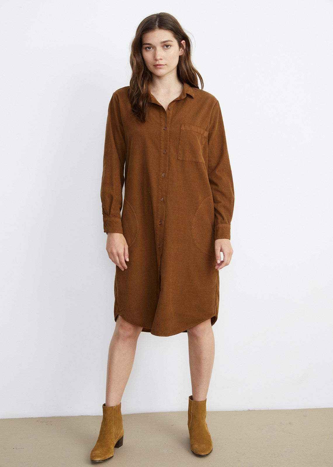 button up corduroy dress