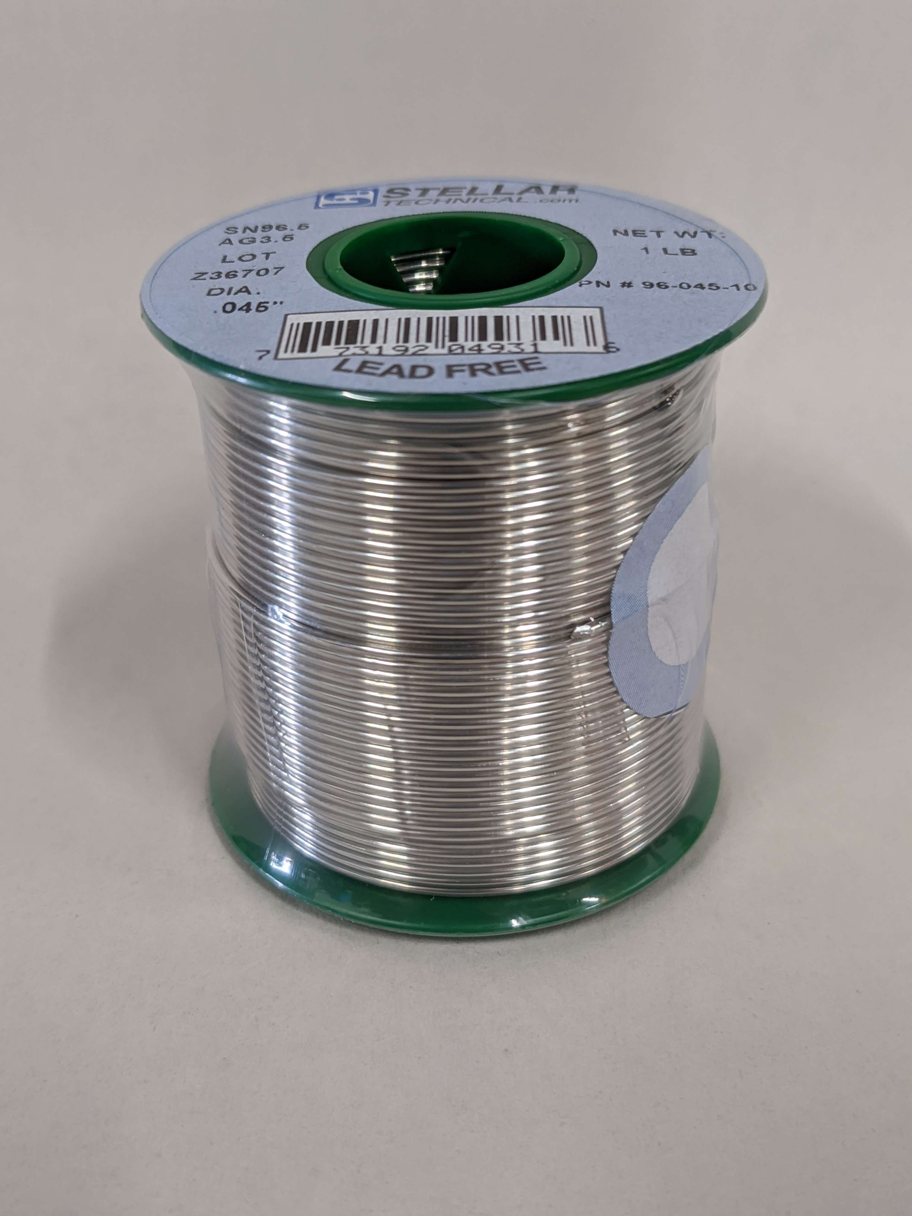 96.5Sn/3.5Ag Tin/Silver Solid Wire Solder, Lead-Free, .045" Diameter on 1 LB Spool - Stellar Technical Products product image