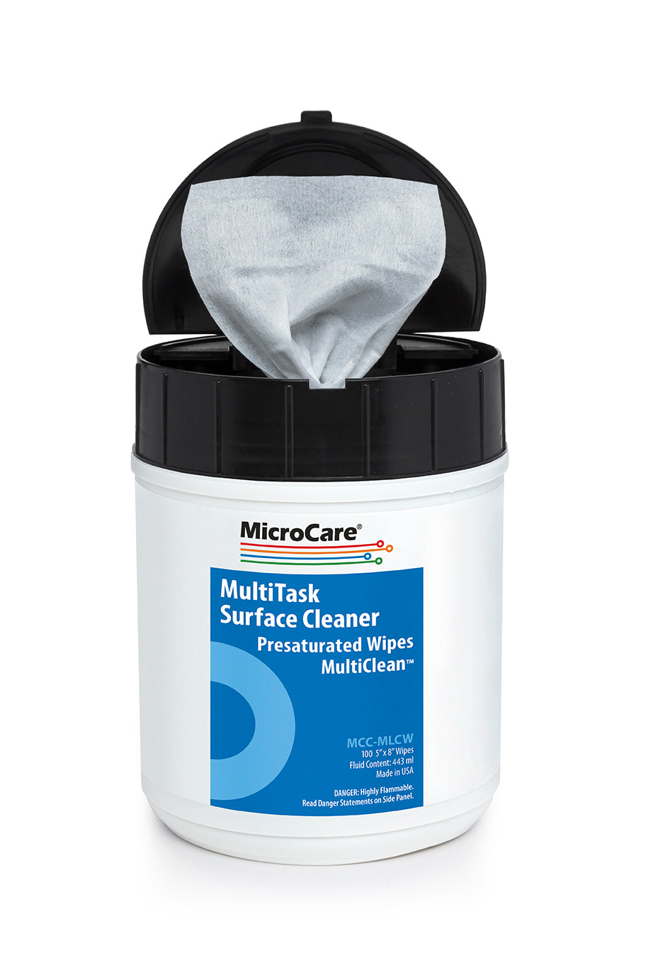 Micro Care MCC-MLCW 70% Isopropyl Alcohol Disinfecting Wipes with MultiClean, Tub of 100 Wipes