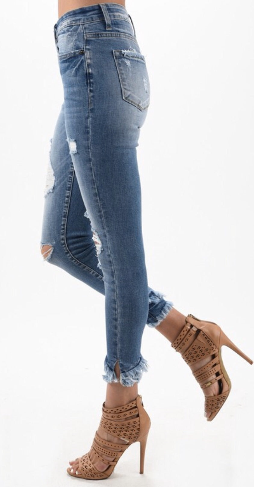 jeans with ankle fringe
