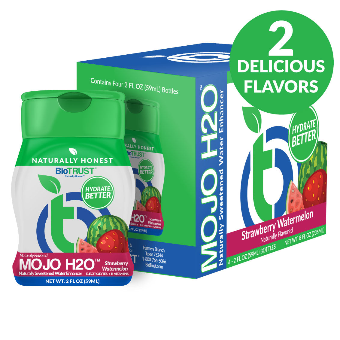 Mojo H2O - Healthy Water Enhancer with B Vitamins | BioTRUST - Strawberry Watermelon