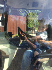 photo of family in tractor