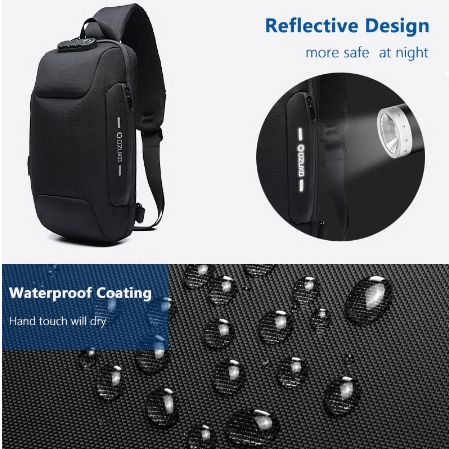 cross body bag black water resistant 