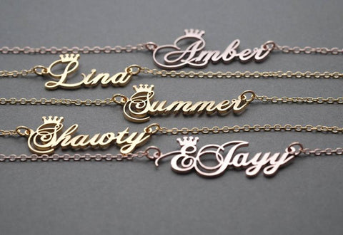 name with crown personalized name necklace