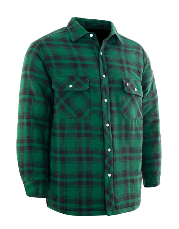 Green Plaid Hooded Quilted Flannel Shirt Jacket – Hi Vis Safety