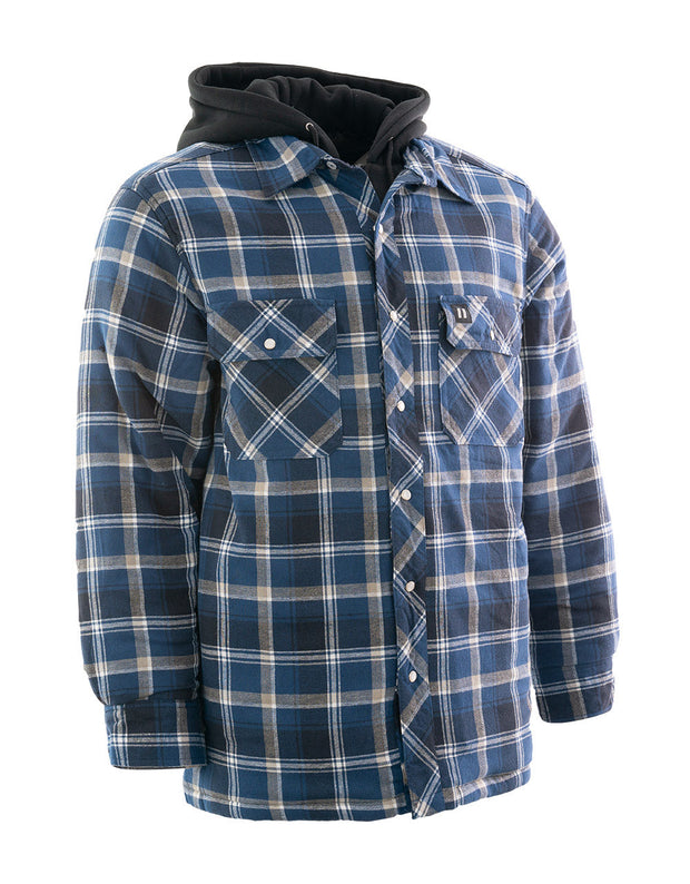 plaid hooded quilted flannel shirt