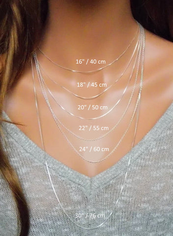 Simply Bo personallized chain necklace length size chart guide