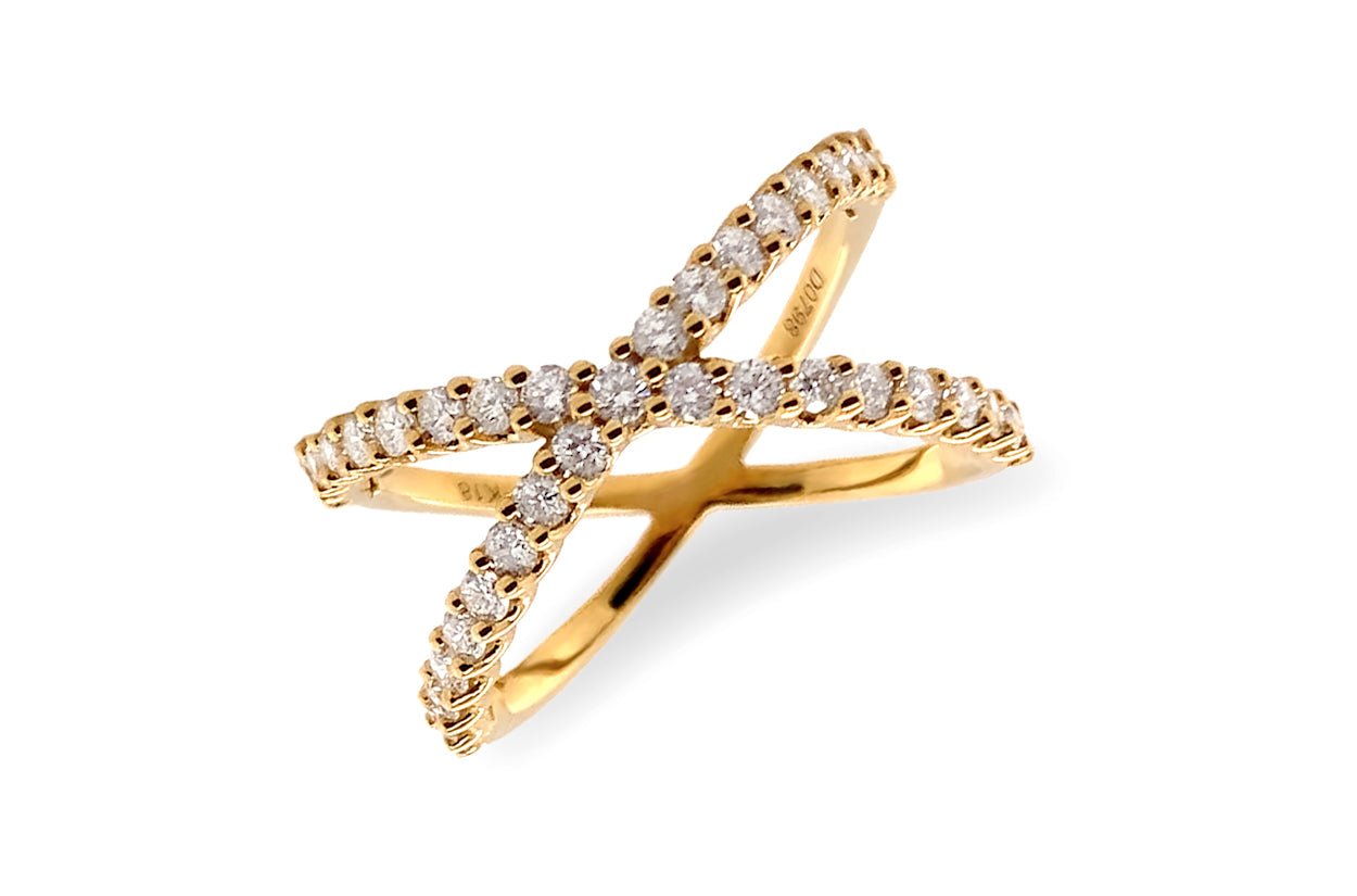 Ring 18kt Yellow Gold Diamonds Criss Cross