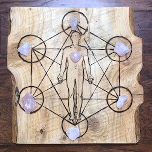 rose quartz crystal grid