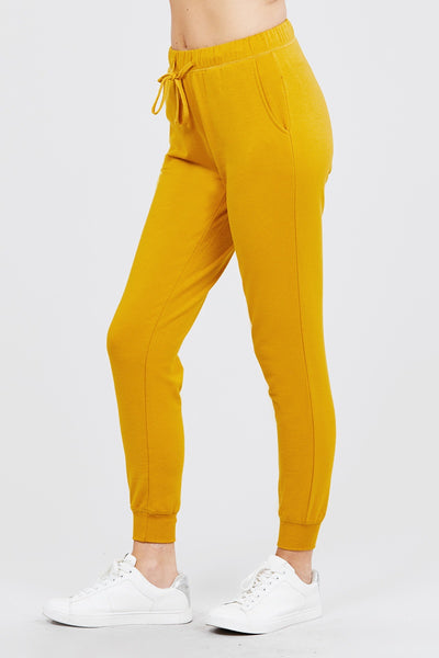Our Best Cotton/Polyester Blend French Terry Activewear Jogger Pants (Ochre Mustard)