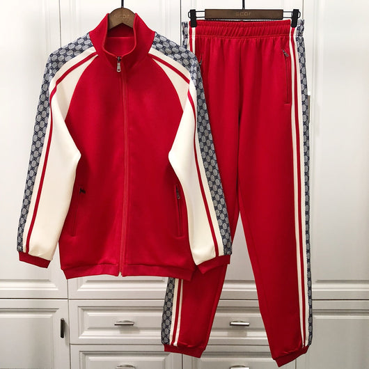 gucci tracksuit black and red