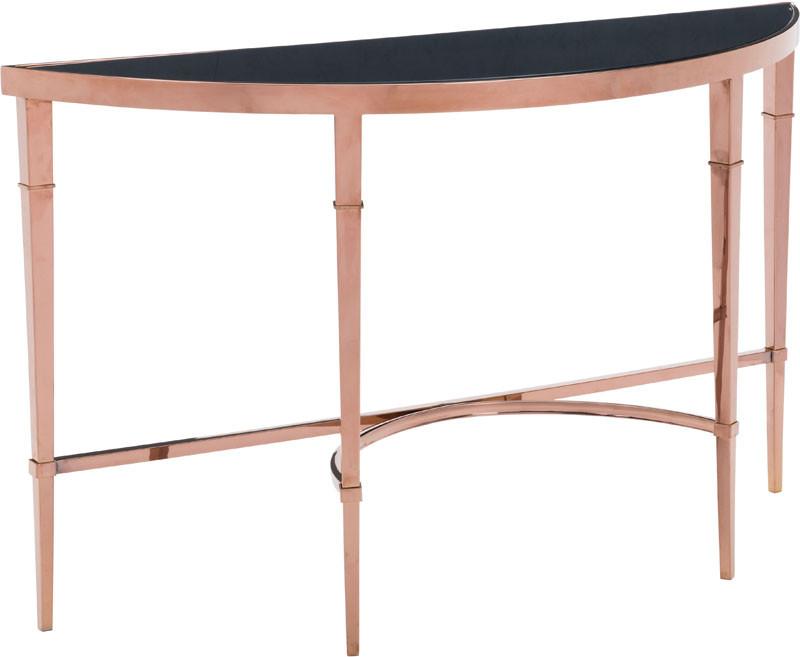 Zuo Modern 100348 Elite Console Table Color Rose Gold & Black Polished Stainless Steel Finish