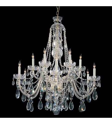 Crystorama 1114 PB CL SAQ Traditional Crystal 12 Light Clear Swarovski Spectra Crystal Polished Brass Chandelier III