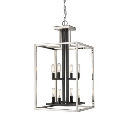 8-Light Chandelier in Brushed Nickel and Black Finish