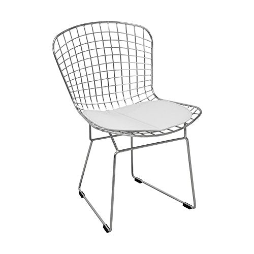 Mod Made Mm-8033-white Chrome Wire Chair