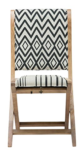 Boraam 85004 Misty Folding Dining Chair, Black, Beige, & Natural, Pattern 1