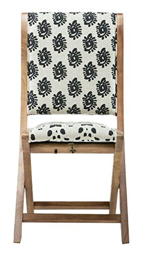 Boraam 85007 Misty Folding Dining Chair, Black, Beige, & Natural, Pattern 4
