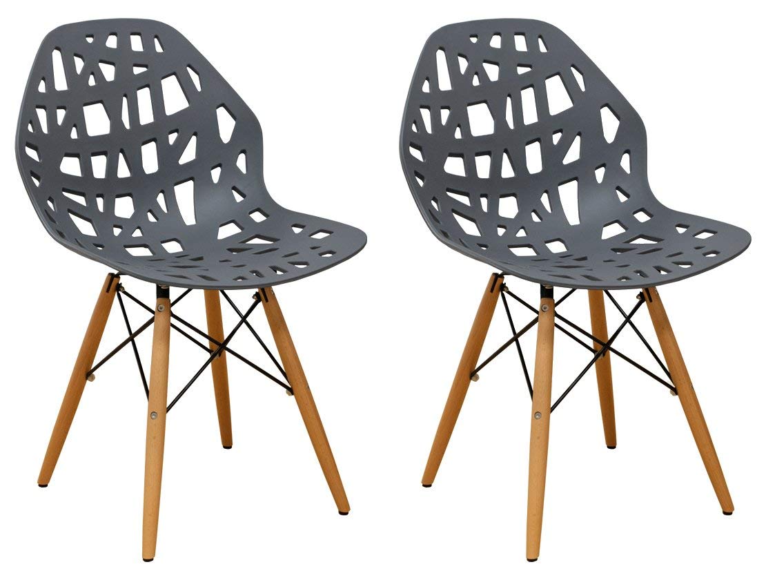 Mod Made Mm-sw10004-dark Grey Stencil Cut Out Eiffel Side Chair (set Of 2)