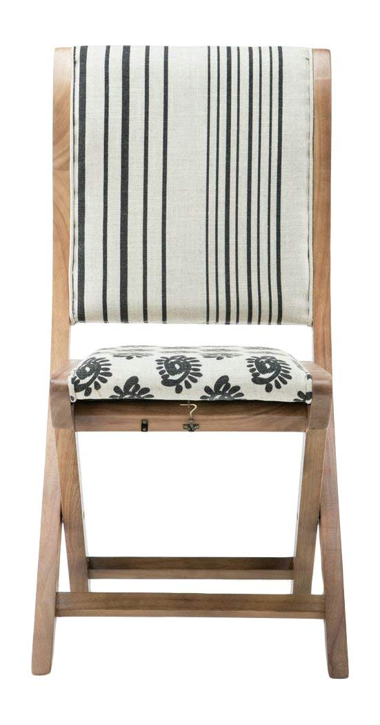 Boraam 85005 Misty Folding Dining Chair, Black, Beige, & Natural, Pattern 2