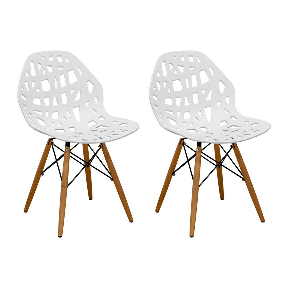 Mod Made Mm-sw10004-white Stencil Cut Out Eiffel Side Chair (set Of 2)
