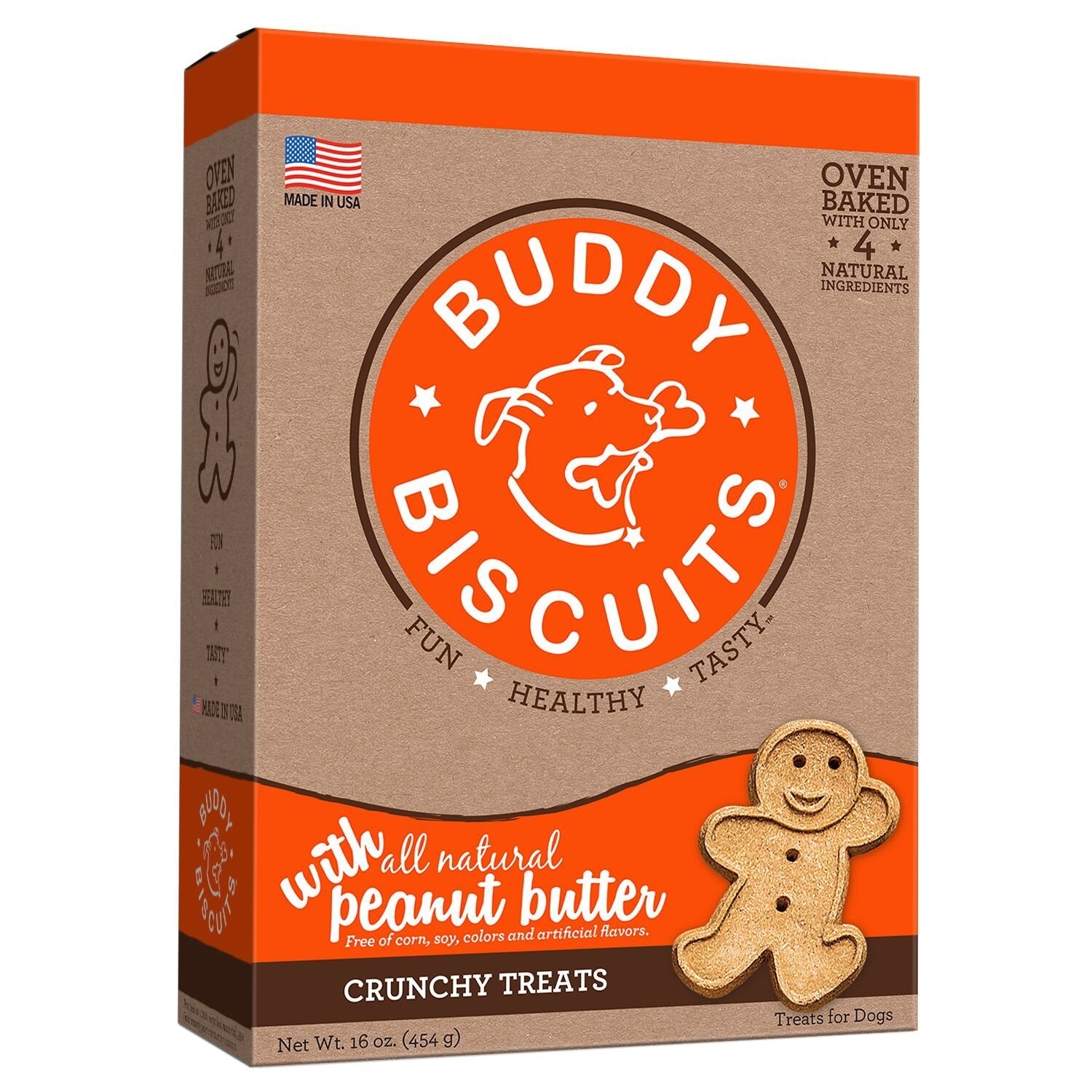 Buddy Biscuits Cs-12500 Original Oven Baked Crunchy Treats Peanut Butter 16 Ounces