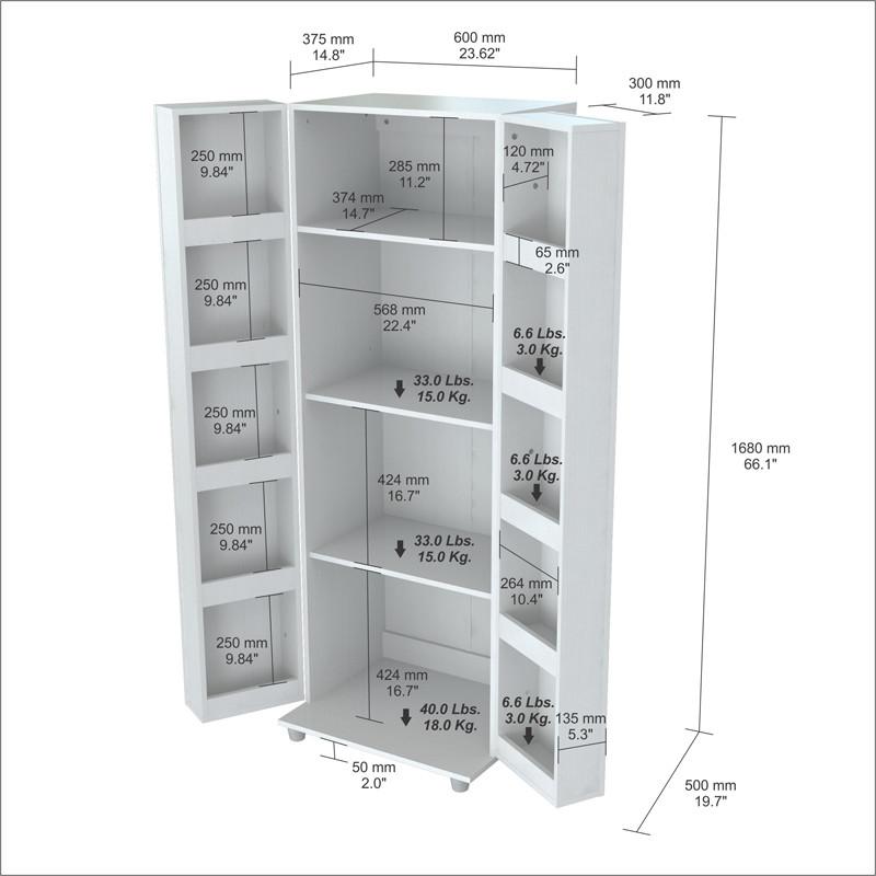 Inval America Al-2113 Laricina-white Finish Storage Cabinet