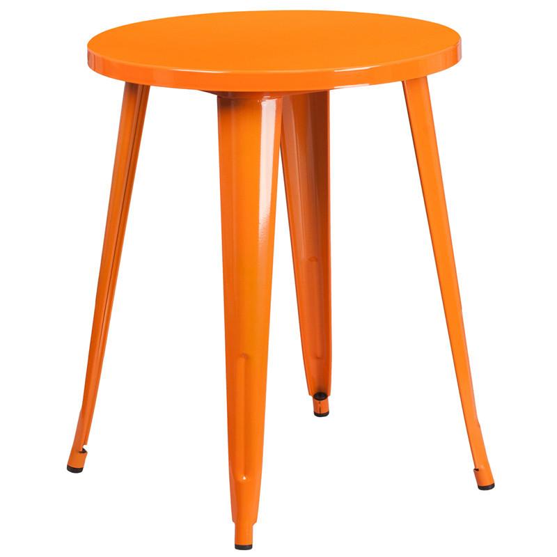 24 Round Orange Metal Indoor Outdoor Table