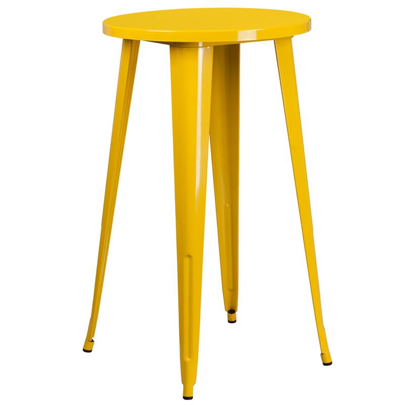 24 Round Yellow Metal Indoor Outdoor Bar Height Table