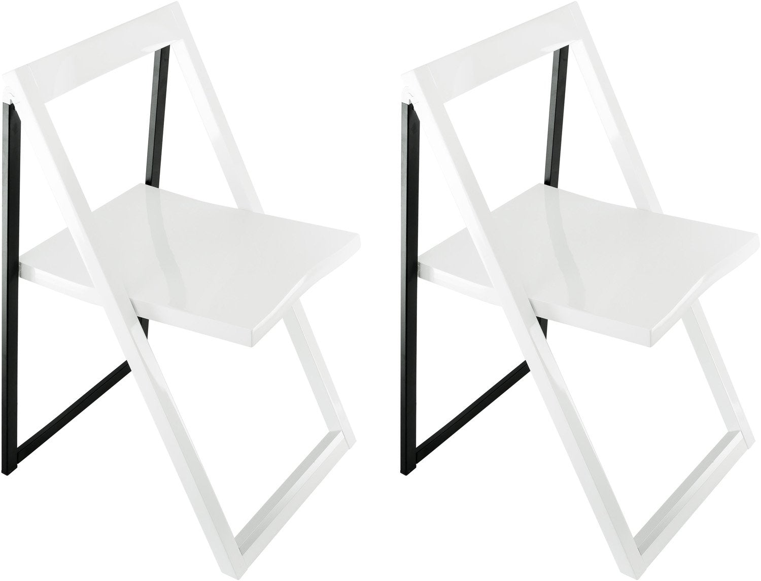 Corner Housewares Ch-57 High Contrast Glossy Folding Chair (set Of 2)